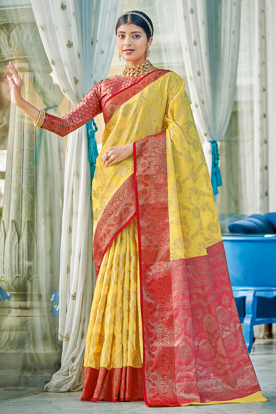yellow cotton saree