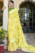 Cotton Saree Lemon Yellow Printed Cotton Saree saree online