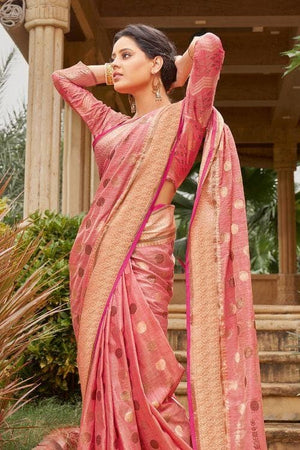 Lemonade Pink Cotton Saree