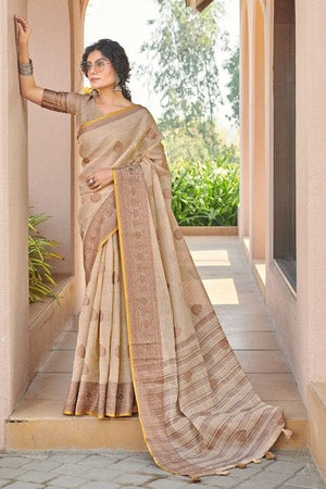 Light Beige Cotton Saree