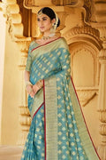 Cotton Saree Light Blue Cotton Saree saree online