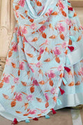 Cotton Saree Light Blue Printed Cotton Saree saree online