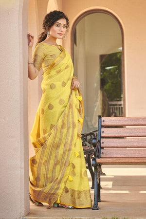 Cotton Saree Lily Yellow Cotton Saree saree online