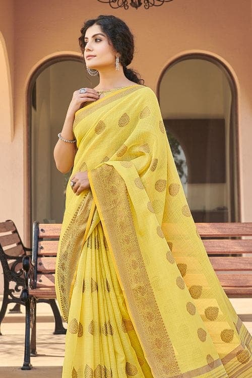 Cotton Saree Lily Yellow Cotton Saree saree online