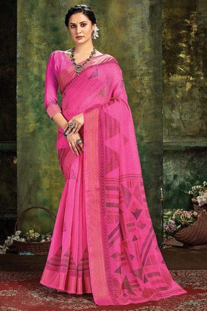 Magenta Pink Cotton Saree