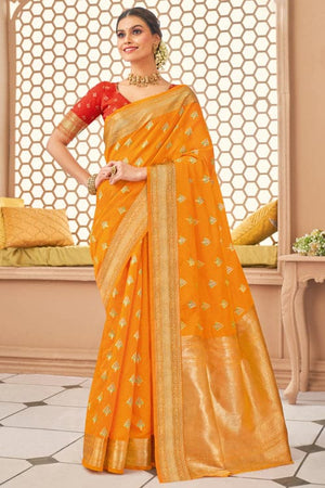 Marigold Orange Cotton Saree