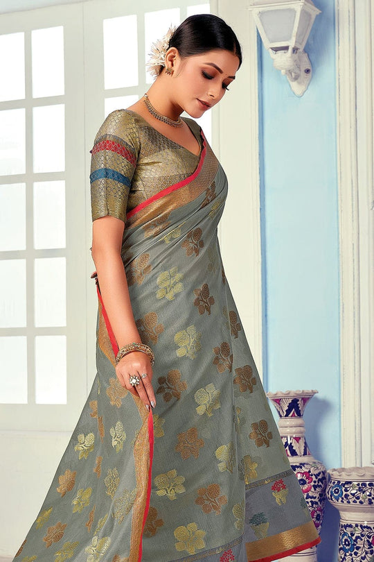 Cotton Saree Metal Grey Cotton Saree saree online