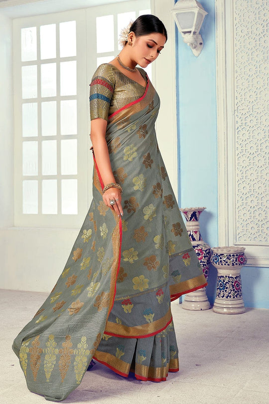 Cotton Saree Metal Grey Cotton Saree saree online