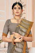 grey cotton saree