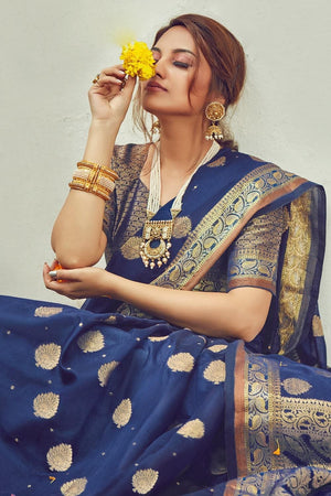 Midnight Blue Cotton Saree