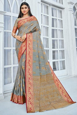 Mink Grey Cotton Saree