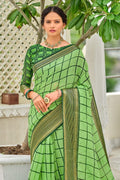 green cotton saree