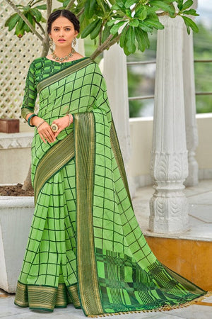 Mint Green Cotton Saree