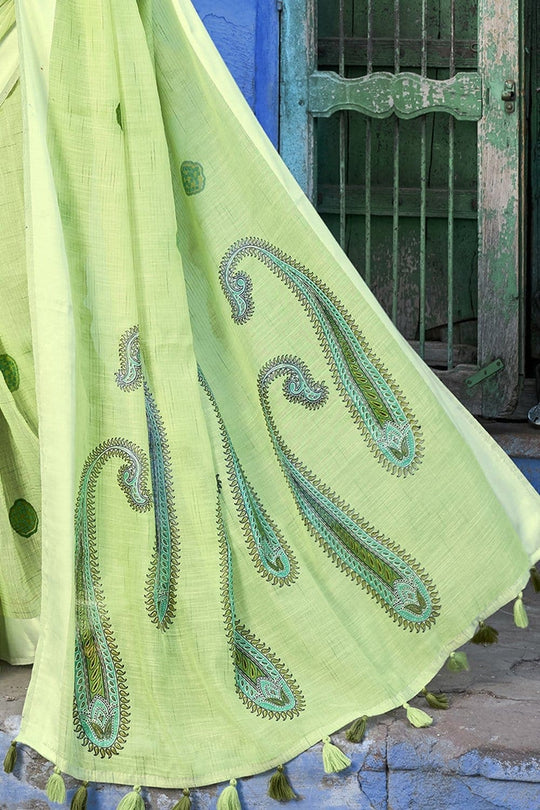 Cotton Saree Mint Green Printed Cotton Saree saree online