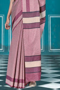 Mulberry Purple Cotton Saree With Lucknowi Prints