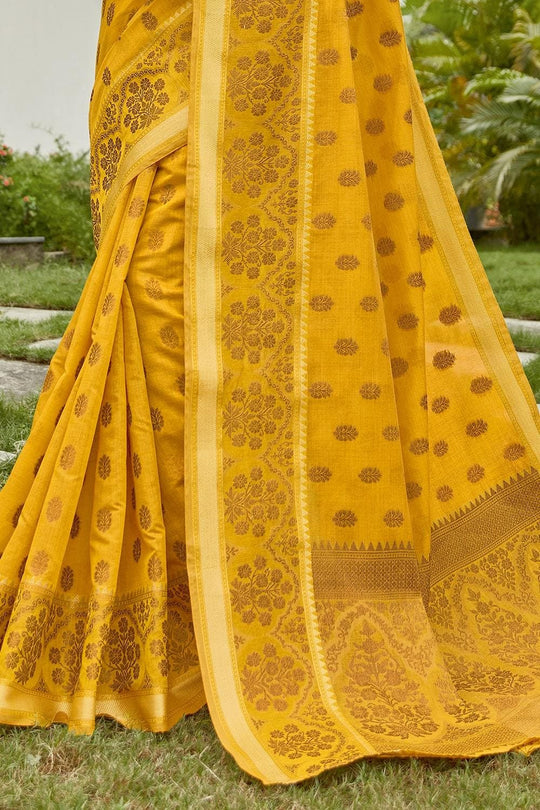 Cotton saree Mustard Yellow Cotton Saree saree online