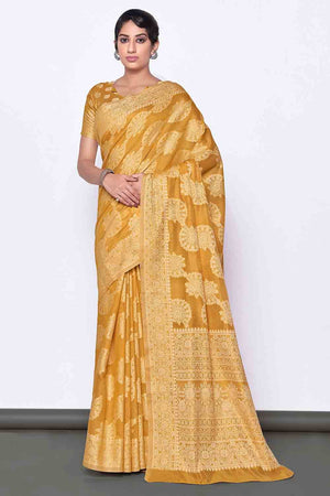 Mustard Yellow Cotton Saree