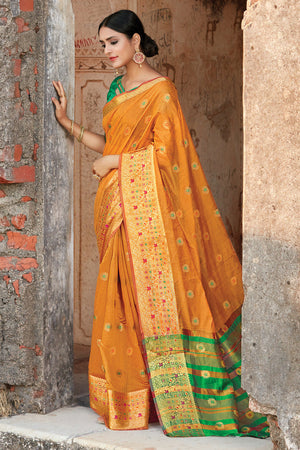 Mustard Yellow Cotton Saree