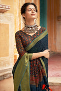 blue cotton saree