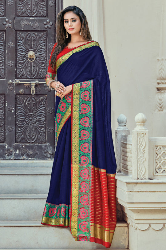 blue cotton saree