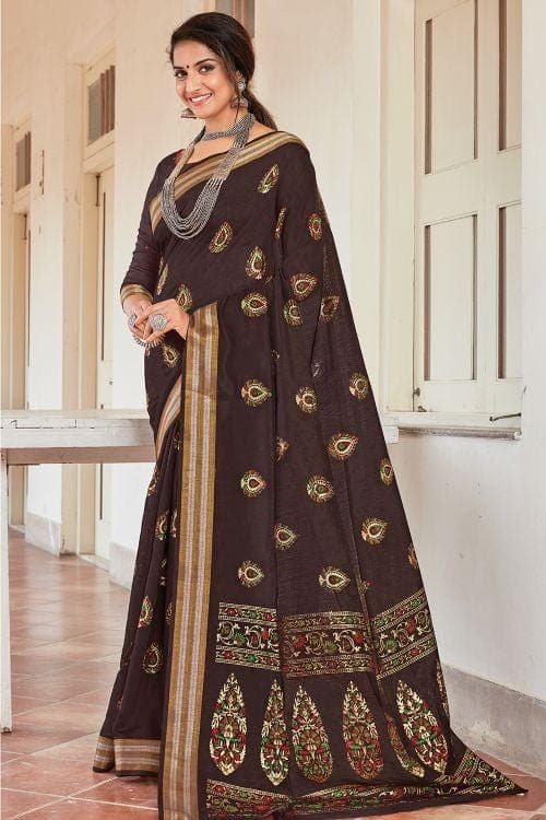 printed chanderi cotton saree