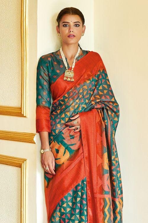 Ocean Blue Brasso Cotton Saree