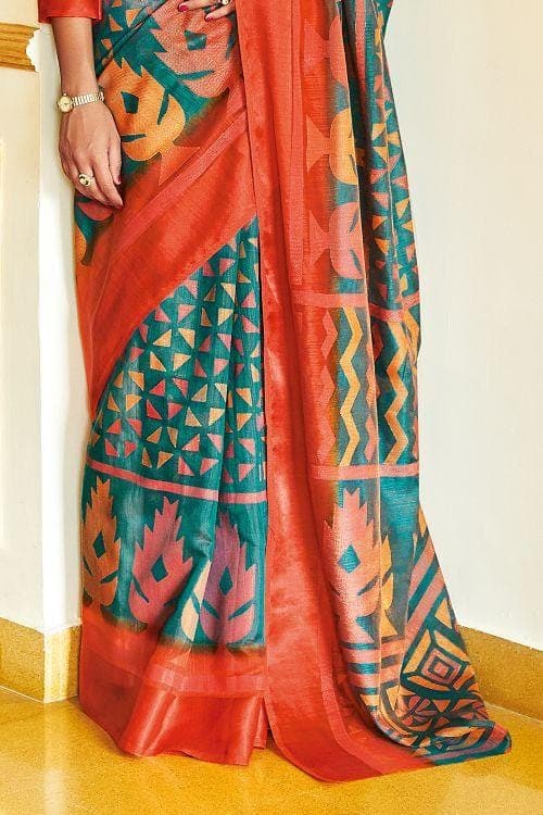 Ocean Blue Brasso Cotton Saree