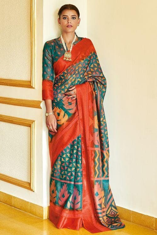 Ocean Blue Brasso Cotton Saree