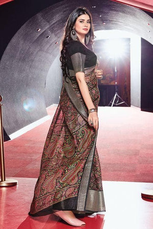 Oil Black Cotton Saree