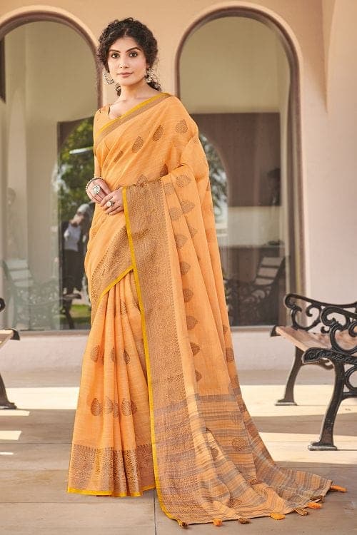 Cotton Saree Orange Cotton Saree saree online