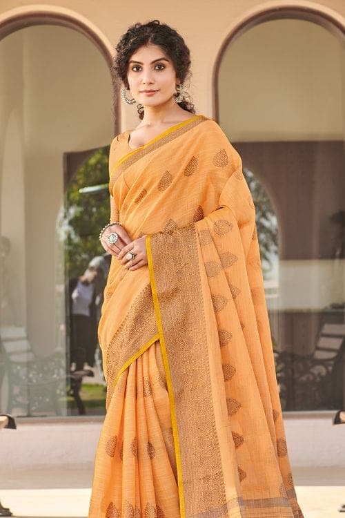 Cotton Saree Orange Cotton Saree saree online