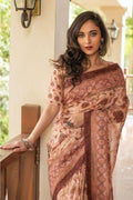 Pale Peach Cotton Silk Saree