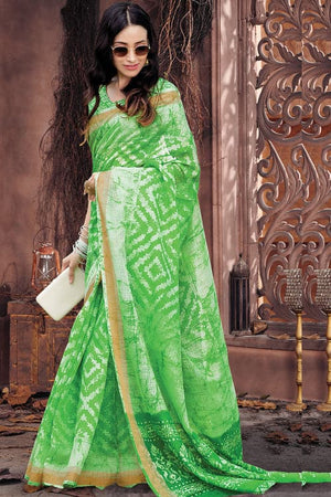 Parakeet Green Cotton Saree