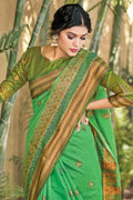 green cotton saree