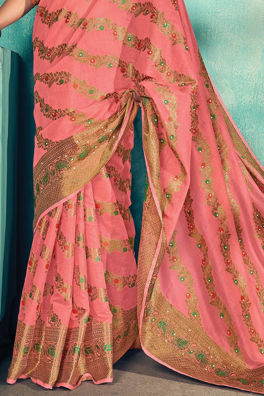 Peach Cotton Saree