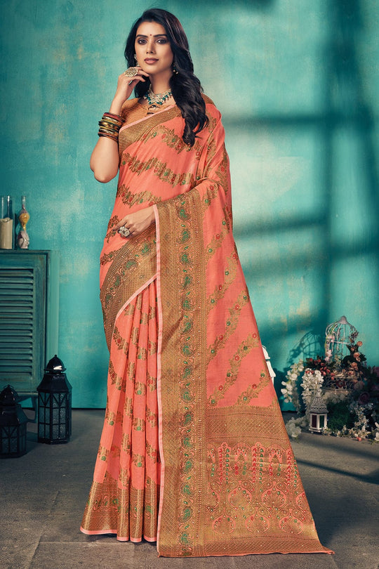 peach saree