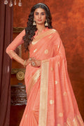 peach cotton saree