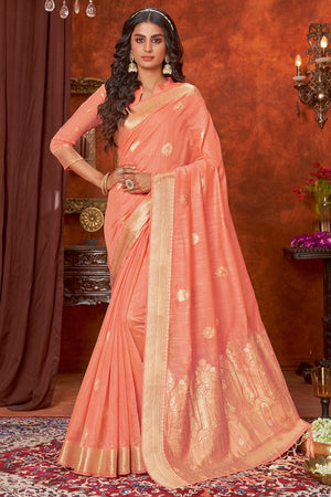 Peach Cotton Saree
