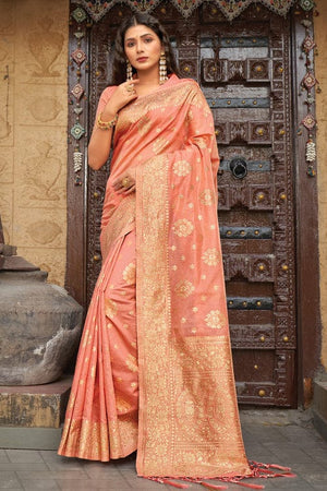 Peach Cotton Saree