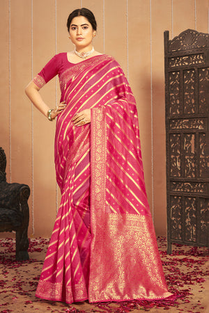 Peoney Pink Cotton Saree