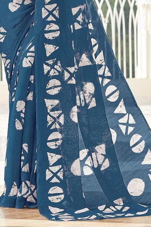 Persian Blue Cotton Saree