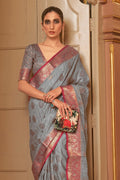 grey cotton saree