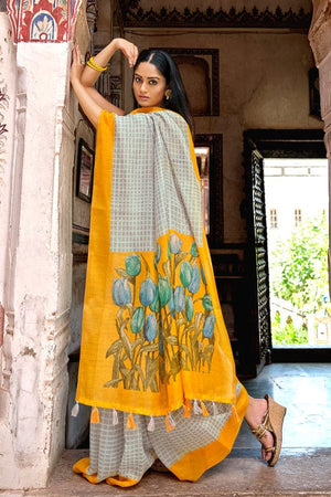 Pewter Grey Cotton Saree
