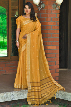 Primrose Yellow Cotton Saree