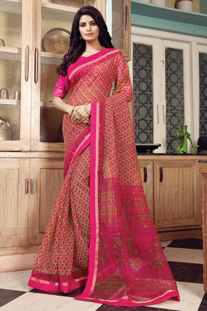Punch Pink Cotton Saree
