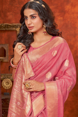 pink cotton saree