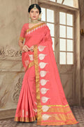 pink cotton saree