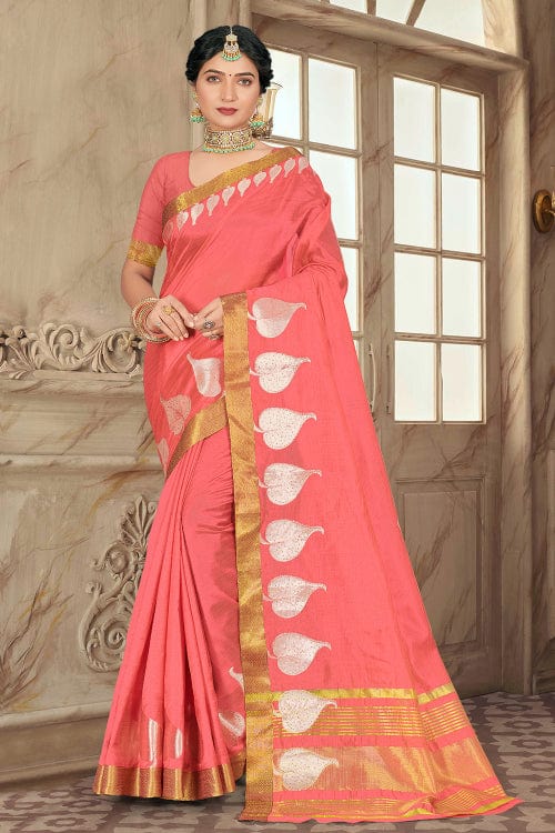 pink cotton saree