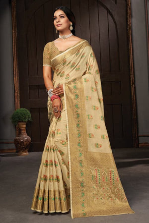 Rose Beige Cotton Saree