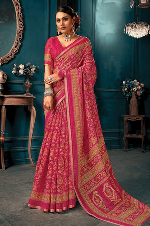 Rose Pink Cotton Saree